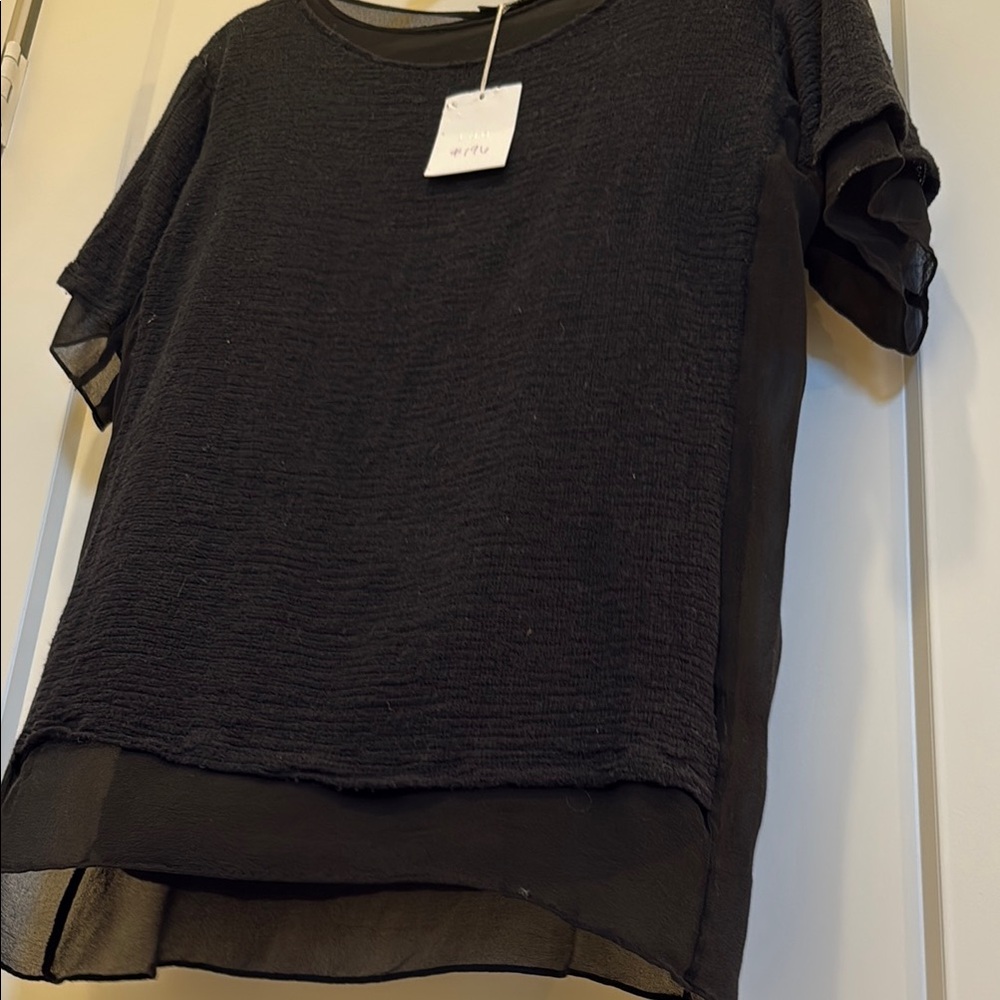 Women's Black Sheer Layered Top by Clu